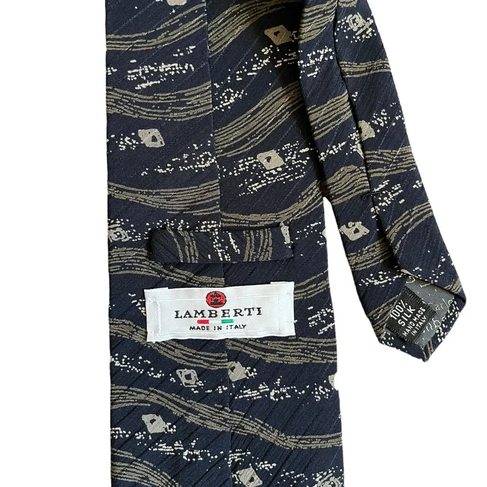 Gian Carlo Lamberti Mens Ties Lot of 2 100% Silk Handmade in Italy Geometric